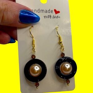 255. Elegant Black and Gold Handmade Earrings